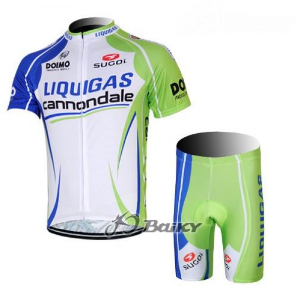 2012 Liquigas Cannondale Radbekleidung Radtrikot Kurzarm und Fahrradhosen Kurz Grün Weiß Radtrikot De