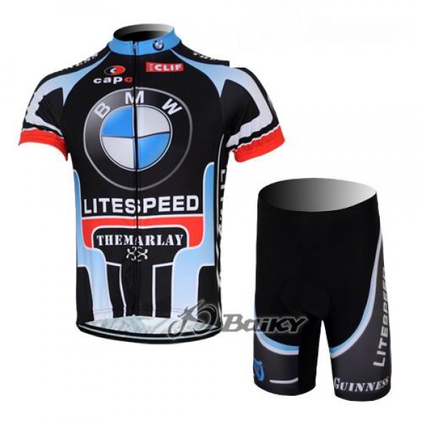 Litespeed BMW Radbekleidung Radtrikot Kurzarm und Fahrradhosen Kurz Blau Schwarz Radtrikot De