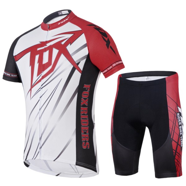 2014 Fox Bike Team Radbekleidung Radtrikot Kurzarm und Fahrradhosen Kurz Weiß Rot Radtrikot De