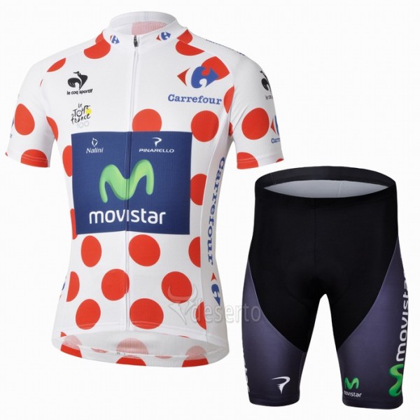 Movistar Gepunktetes Trikot Radbekleidung Radtrikot Kurzarm und Fahrradhosen Kurz Radtrikot De