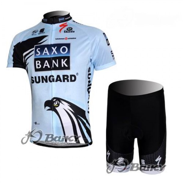 Saxo Bank Sungard Pro Team Radbekleidung Radtrikot Kurzarm und Fahrradhosen Kurz Weiß Radtrikot De