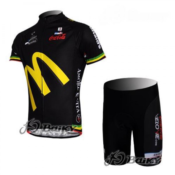 McDonald Legea Pro Team Radbekleidung Radtrikot Kurzarm und Fahrradhosen Kurz Schwarz Radtrikot De