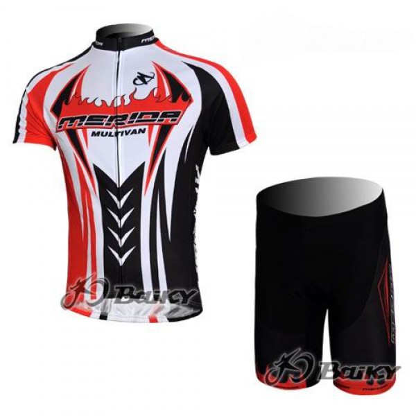 Merida Multivan Flex Stay Radbekleidung Radtrikot Kurzarm und Fahrradhosen Kurz Schwarz Rot Radtrikot De