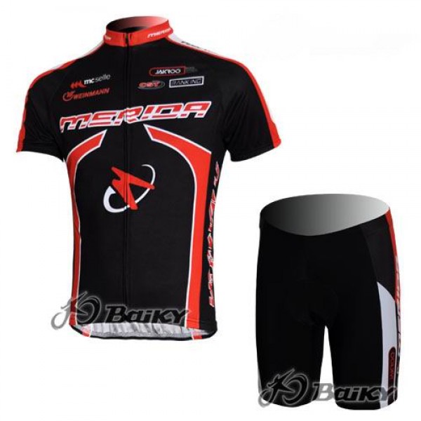 Merida Multivan Flex Stay Radbekleidung Radtrikot Kurzarm und Fahrradhosen Kurz Schwarz Rot Radtrikot De