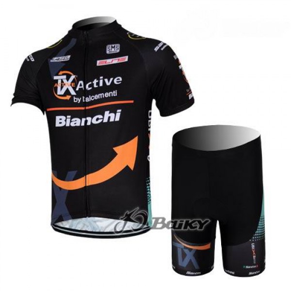 TX active bianchi Radbekleidung Radtrikot Kurzarm und Fahrradhosen Kurz Schwarz Radtrikot De