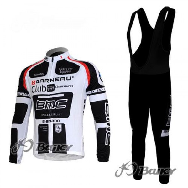 BMC Garneau Team Fahrradbekleidung Radtrikot Satz Langarm und Lange Trägerhose Weiß Schwarz Radtrikot De