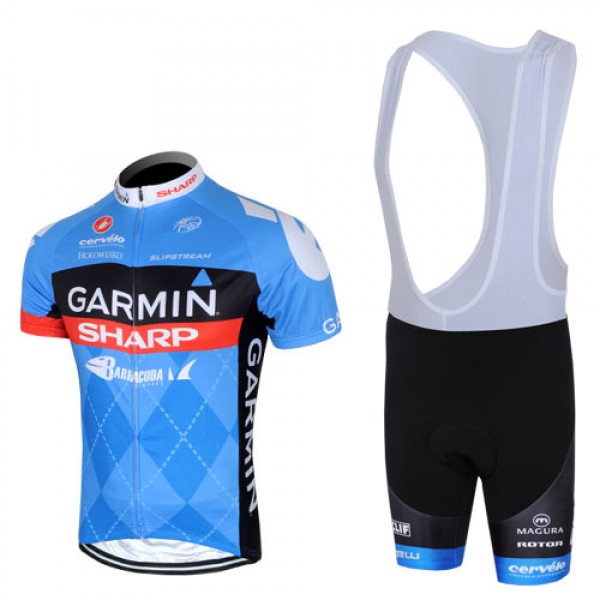 2013 Garmin Sharp Barracuda Cervelo Fahrradbekleidung Satz Fahrradtrikot Kurzarm Trikot und Kurz Trägerhose Blau Radtrikot De