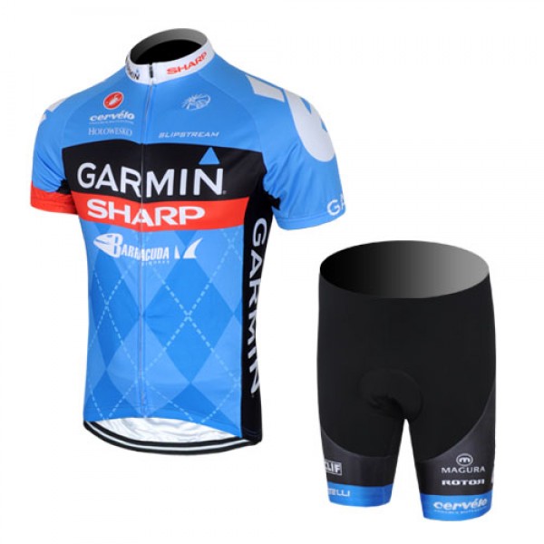 2013 Garmin Sharp Barracuda Cervelo Radtrikot Kurzarm und Kurz Radhose Kits Blau Radtrikot De