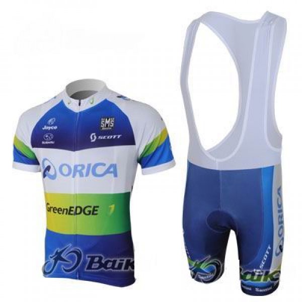 2013 Green Edge ORICA Fahrradbekleidung Satz Fahrradtrikot Kurzarm Trikot und Kurz Trägerhose Blau Radtrikot De