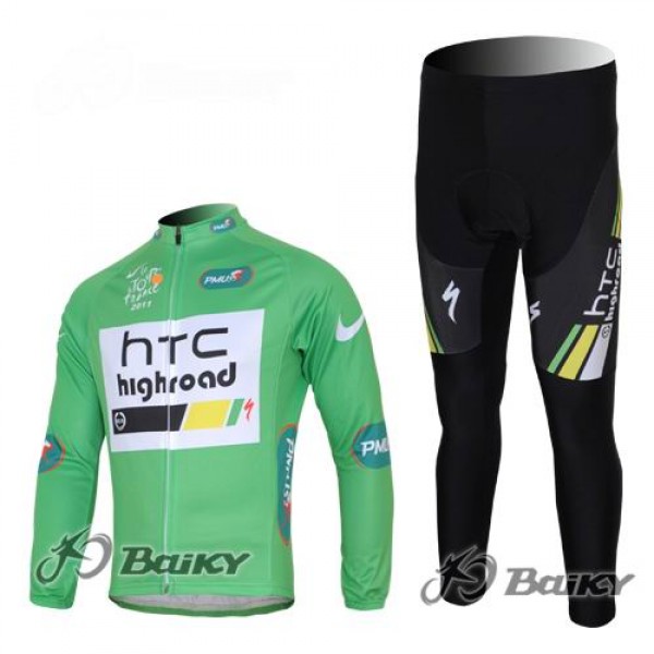 HTC-Highroad Pro Team Fahrradbekleidung Radtrikot Satz Langarm und Lange Fahrradhose Grün Radtrikot De