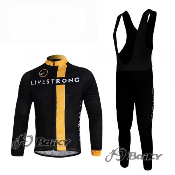 Livestrong Fahrradbekleidung Radtrikot Satz Langarm und Lange Trägerhose Schwarz Gelb Radtrikot De