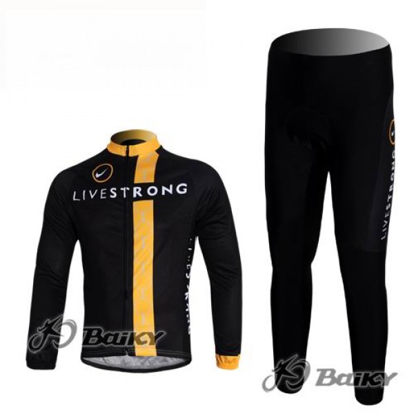 Livestrong Fahrradbekleidung Radtrikot Satz Langarm und Lange Fahrradhose Schwarz Gelb Radtrikot De