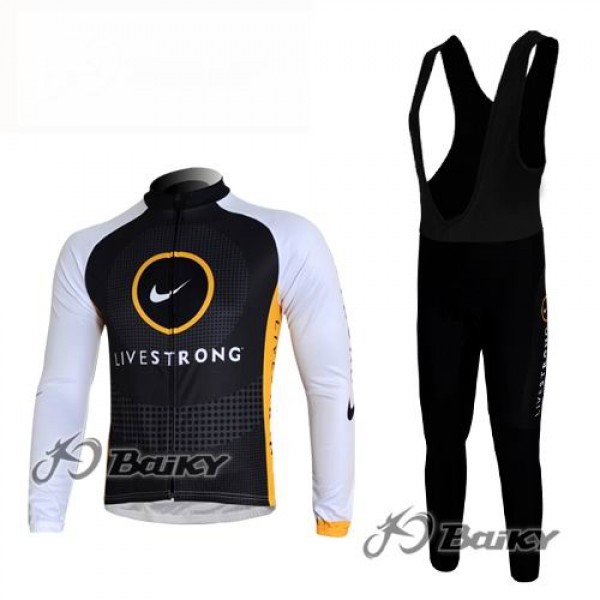 Livestrong Fahrradbekleidung Radtrikot Satz Langarm und Lange Trägerhose Schwarz Weiß Radtrikot De