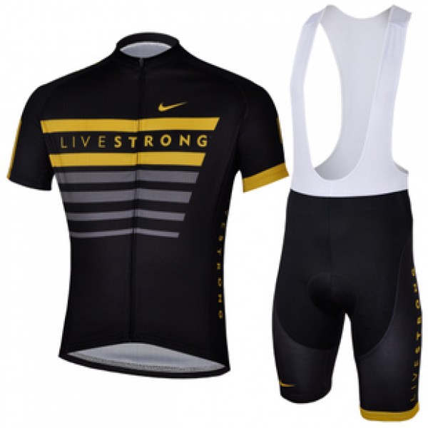 2013 Livestrong Fahrradbekleidung Satz Fahrradtrikot Kurzarm Trikot und Kurz Trägerhose Schwarz Gelb Radtrikot De