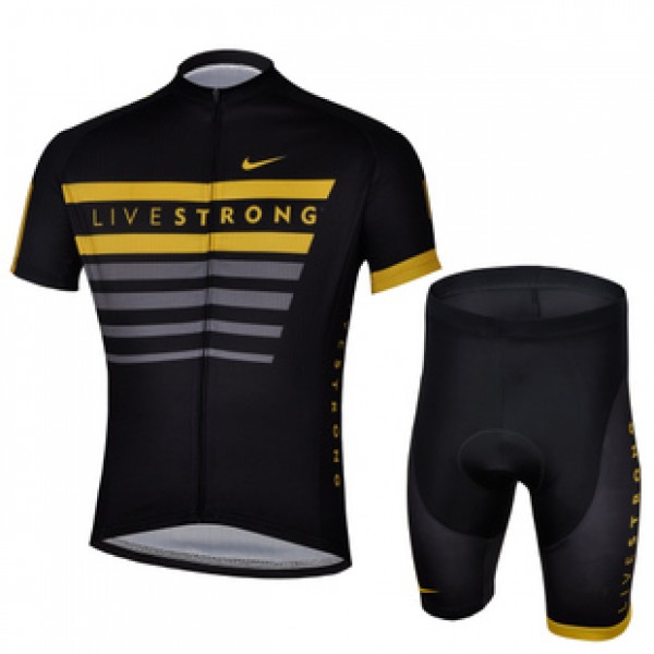 2013 Livestrong Radtrikot Kurzarm und Kurz Radhose Kits Schwarz Gelb Radtrikot De