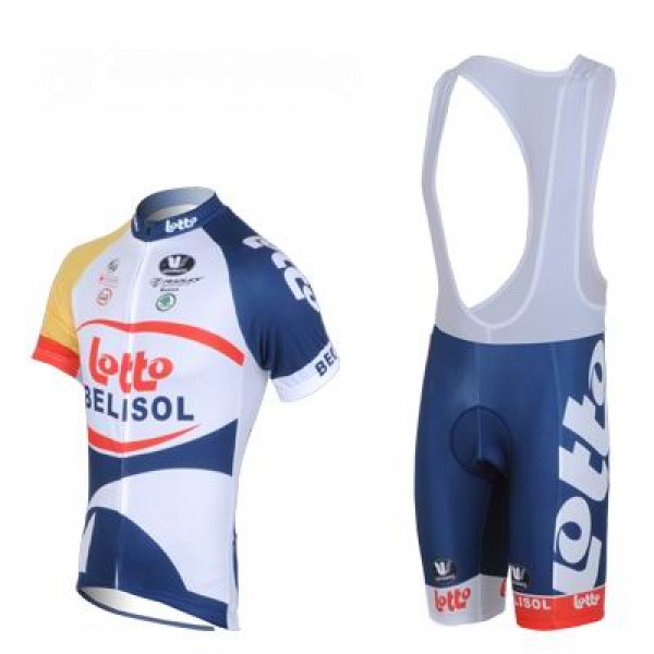 2013 Lotto Belisol Fahrradbekleidung Satz Fahrradtrikot Kurzarm Trikot und Kurz Trägerhose Weiß Blau Radtrikot De