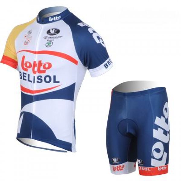 2013 Lotto Belisol Radtrikot Kurzarm und Kurz Radhose Kits Weiß Blau Radtrikot De