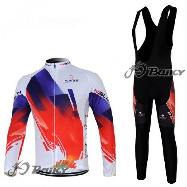 Nalini Pro Team Fahrradbekleidung Radtrikot Satz Langarm und Lange Trägerhose Rot Weiß Radtrikot De