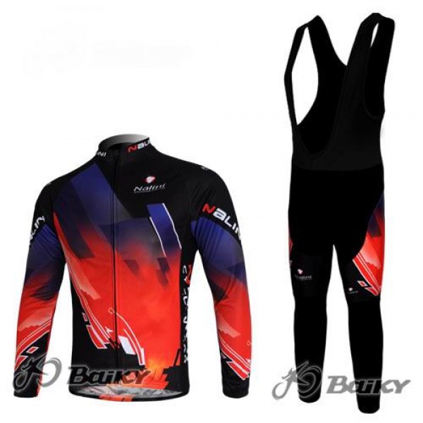 Nalini Pro Team Fahrradbekleidung Radtrikot Satz Langarm und Lange Trägerhose Rot Schwarz Radtrikot De