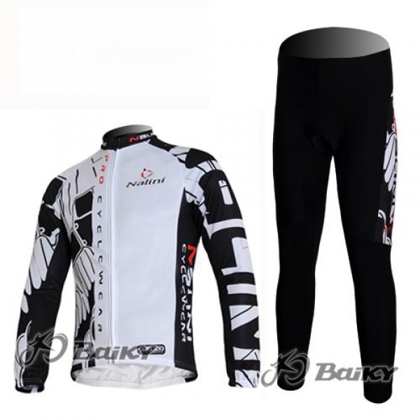 Nalini Pro Team Fahrradbekleidung Radtrikot Satz Langarm und Lange Fahrradhose Weiß Schwarz Radtrikot De