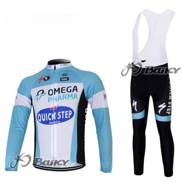 Omega Pharma Quick Step Pro Team Fahrradbekleidung Radtrikot Satz Langarm und Lange Trägerhose Blau Weiß Radtrikot De Omega Pharma Quick Step Pro Team Fahrradbekleidung Radtrikot Satz Langarm und Lange Trägerhose Blau Weiß Radtrikot De