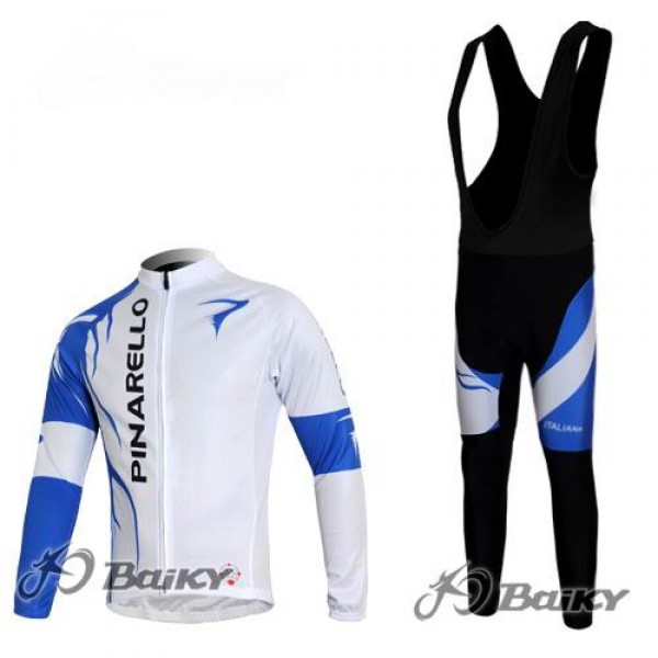 Pinarello Pro Team Fahrradbekleidung Radtrikot Satz Langarm und Lange Trägerhose Weiß Blau Radtrikot De