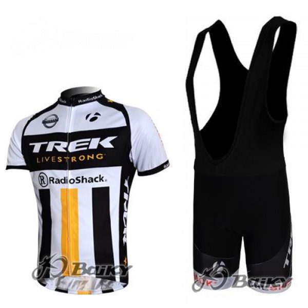RadioShack Trek Nissan Livestrong Fahrradbekleidung Satz Fahrradtrikot Kurzarm Trikot und Kurz Trägerhose Weiß Schwar Radtrikot De