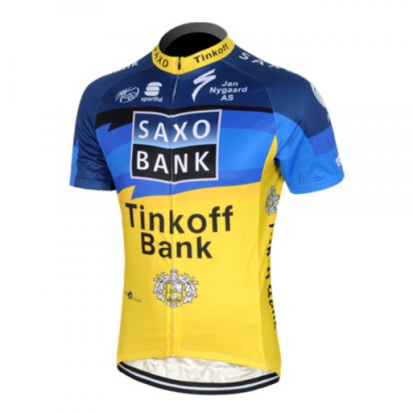 2013 Saxo Bank Tinkoff Pro Team Radtrikot Kurzarm Blau Gelb Radtrikot De