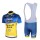 2013 Saxo Bank Tinkoff Pro Team Fahrradbekleidung Satz Fahrradtrikot Kurzarm Trikot und Kurz Trägerhose Blau Gelb Radtrikot De