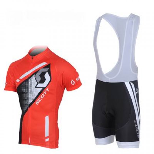 2013 Scott Racing Fahrradbekleidung Satz Fahrradtrikot Kurzarm Trikot und Kurz Trägerhose Rot Schwarz Radtrikot De