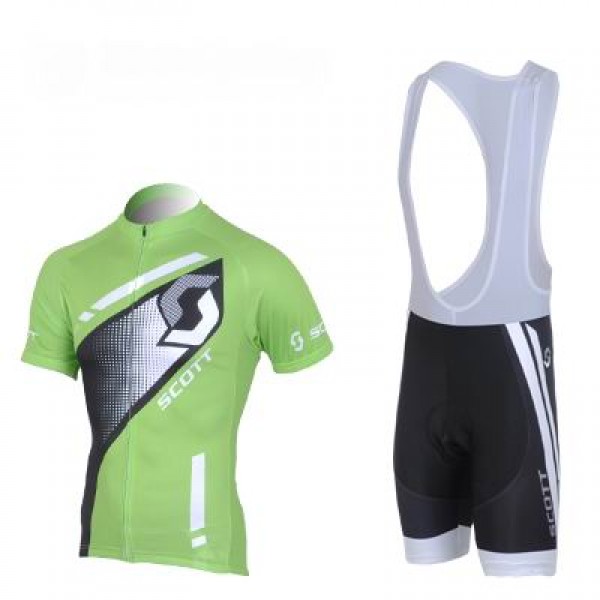 2013 Scott Racing Fahrradbekleidung Satz Fahrradtrikot Kurzarm Trikot und Kurz Trägerhose Grün Schwarz Radtrikot De