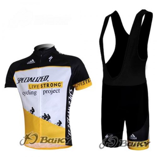 Specialized Livestrong Fahrradbekleidung Satz Fahrradtrikot Kurzarm Trikot und Kurz Trägerhose Weiß Gelb Radtrikot De