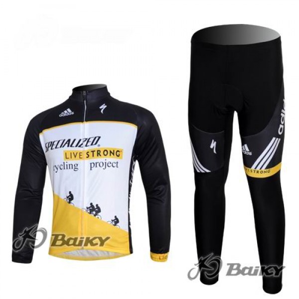 Specialized Livestrong Fahrradbekleidung Radtrikot Satz Langarm und Lange Fahrradhose Weiß Schwarz Gelb Radtrikot De
