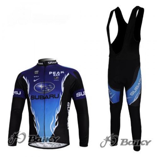 Subaru Peak Bar Team Fahrradbekleidung Radtrikot Satz Langarm und Lange Trägerhose Schwarz Blau Radtrikot De