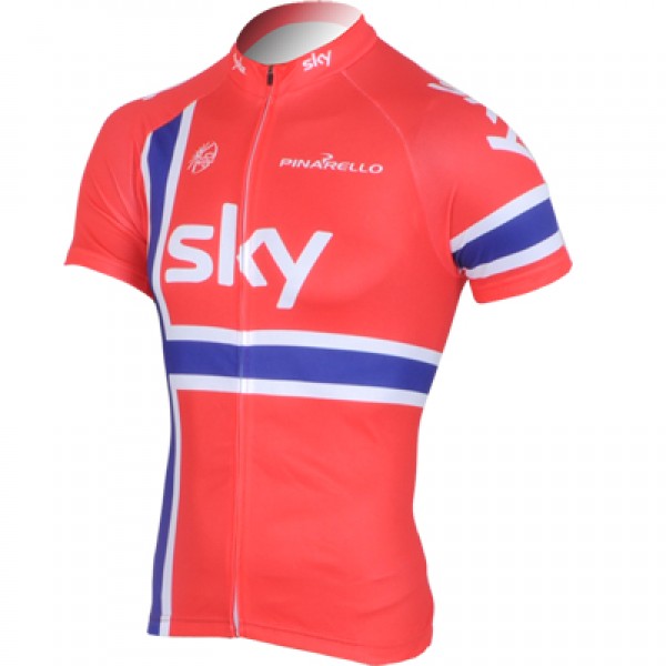 2013 Team Sky Norwegisch Champion Radtrikot Kurzarm Rot Radtrikot De