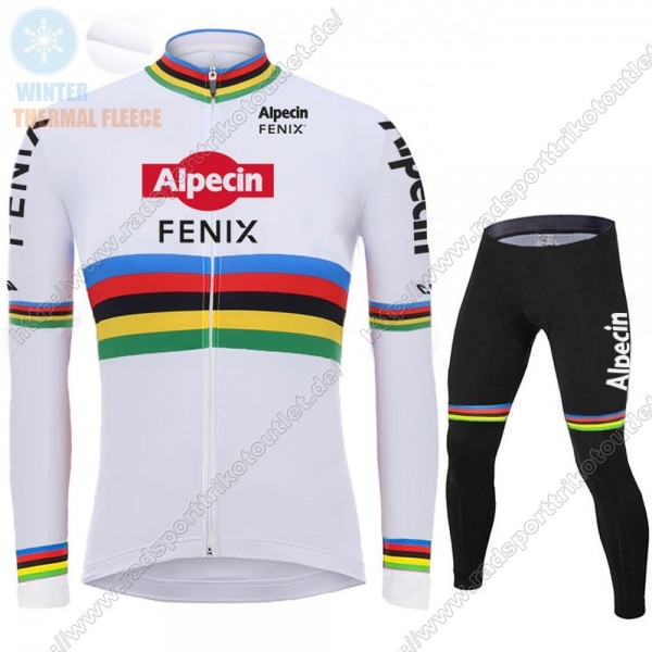 Profiteams Winter 2021 Alpecin Fenix World Champion Weiß Radsport Fahrradbekleidung Trikot Langarm+Lang Trägerho Radtrikot De