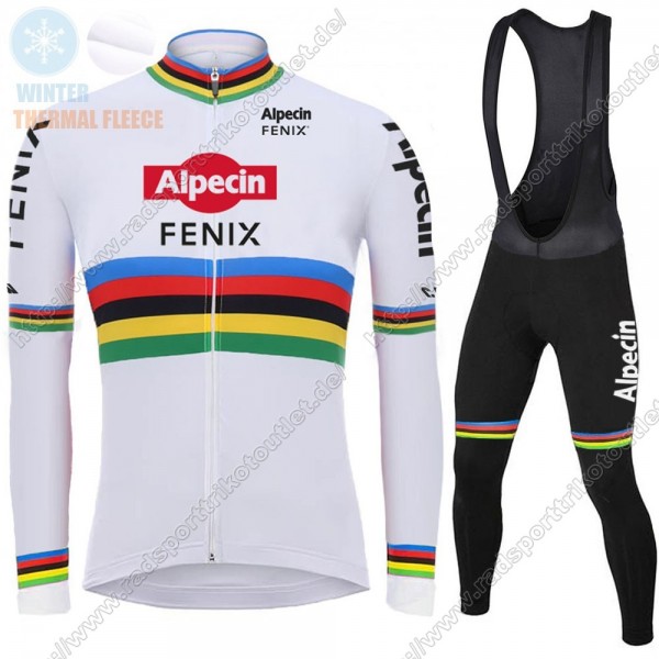 Profiteams Winter 2021 Alpecin Fenix World Champion Weiß Radsport Fahrradbekleidung Trikot Langarm+Lang Trägerho Radtrikot De