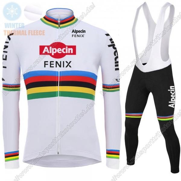 Profiteams Winter 2021 Alpecin Fenix World Champion Weiß Radsport Fahrradbekleidung Trikot Langarm+Lang Trägerho Radtrikot De