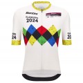Herren Santini UCI Gravel Weltmeisterschaft trikot Flandern 2024-Weiss Radtrikot De Herren Santini UCI Gravel Weltmeisterschaft trikot Flandern 2024-Weiss Radtrikot De