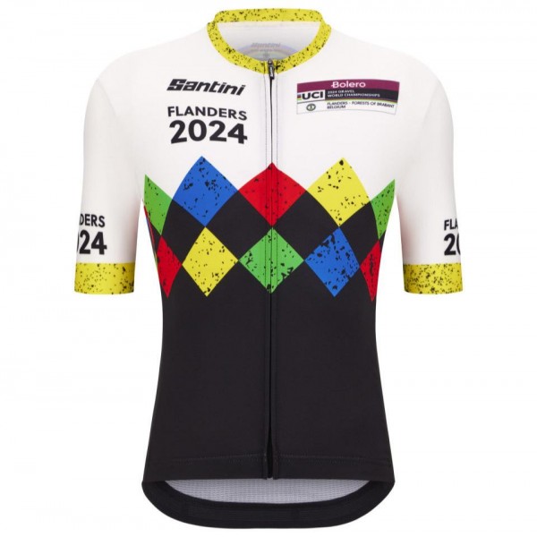 Herren Santini UCI Gravel Weltmeisterschaft trikot Flandern 2024-Schwarz Radtrikot De
