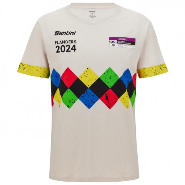 Herren Santini UCI Gravel Weltmeisterschaft T-Shirt Flandern 2024 Radtrikot De