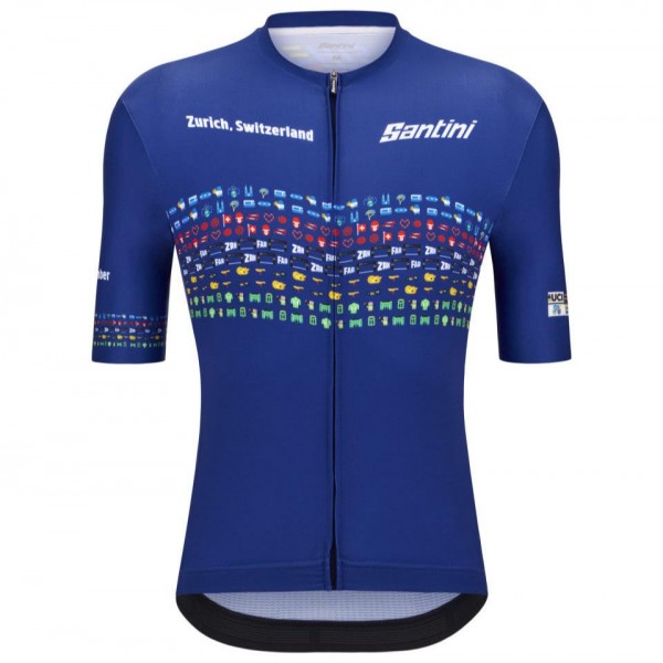 Herren Zurich 2024 Santini UCI Masters Weltmeister trikot-Blau Radtrikot De