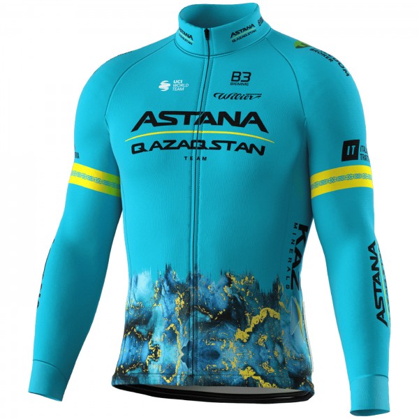 Herren Biemme Astana Qazaqstan 2024 langarm trikot Radtrikot De Herren Biemme Astana Qazaqstan 2024 langarm trikot Radtrikot De