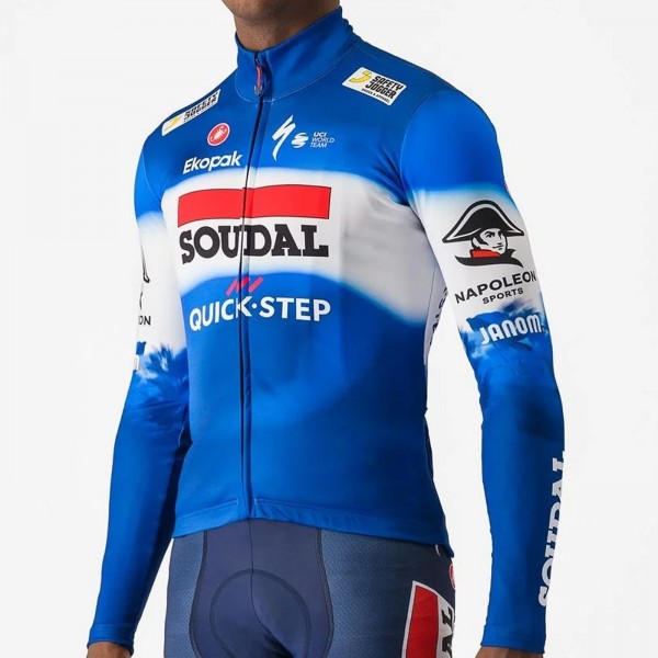 Herren Castelli Soudal Quick-Step 2024 Thermal langarm trikot Radtrikot De