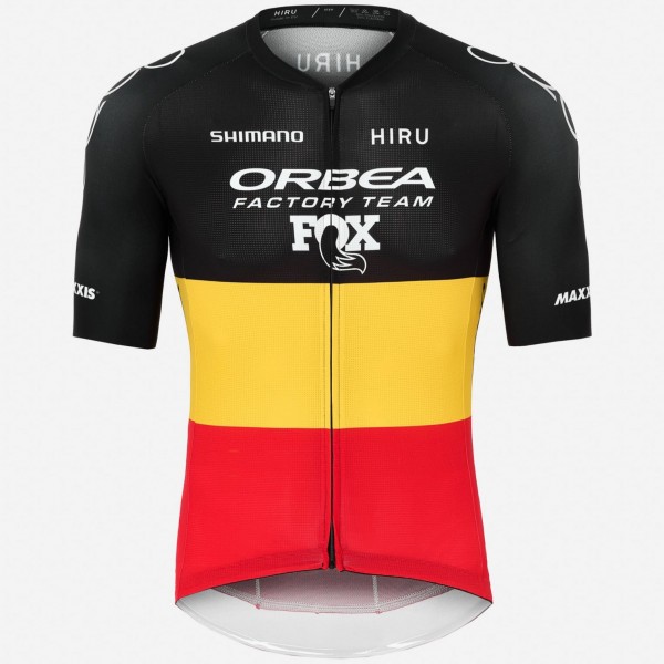 Herren Hiru Orbea Factory Team 2025 Core trikot-Belgischer Meister Radtrikot De