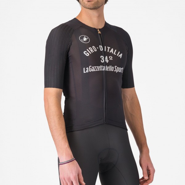 Herren Vintage Schwarz trikot 34 Giro d'Italia 2025 Radtrikot De