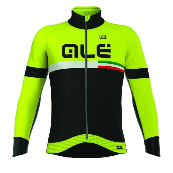 2016 ALE TIRRENO Radtrikot Langarm-Schwarz GELB FLUO Radtrikot De
