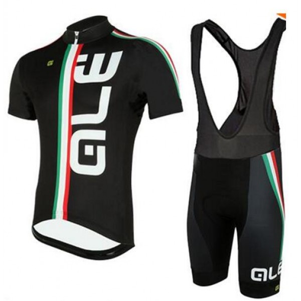 2016 ALE schwarz Fahrradbekleidung Satz Fahrradtrikot Kurzarm Trikot und Kurz Trägerhose Radtrikot De