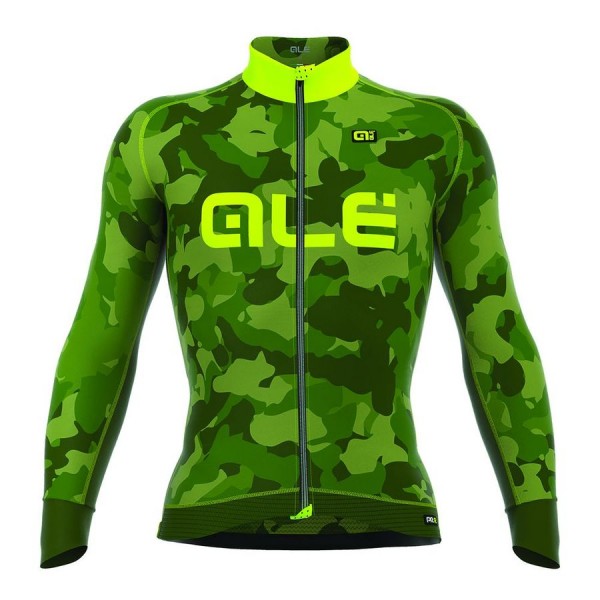2016 ALE CAMO Radtrikot Langarm-Grün GELB FLUO Radtrikot De