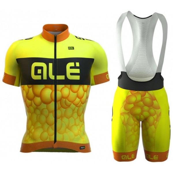 2016 Ale Graphics PRR New Bubbles gelbs Fluo Fahrradbekleidung Satz Fahrradtrikot Kurzarm Trikot und Kurz Trägerhose Radtrikot De